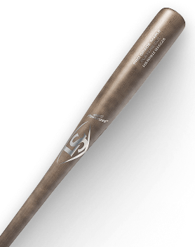 A brown Louisville Slugger baseball bat with SERIES 7 MAPLE text on the barrel.